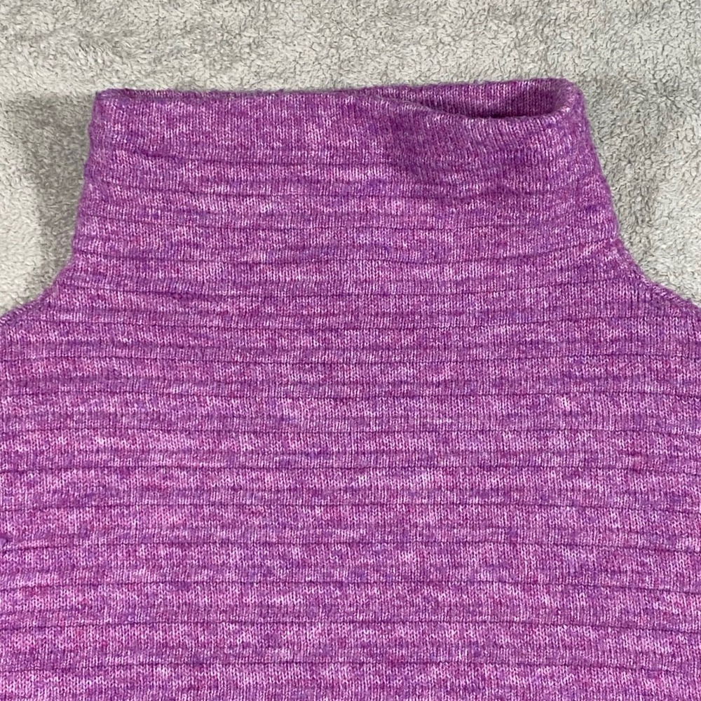Ophelia Roe Purple Ribbed Mock Neck‎ Drop Shoulder Knit Sweater Large - Picture 8 of 13